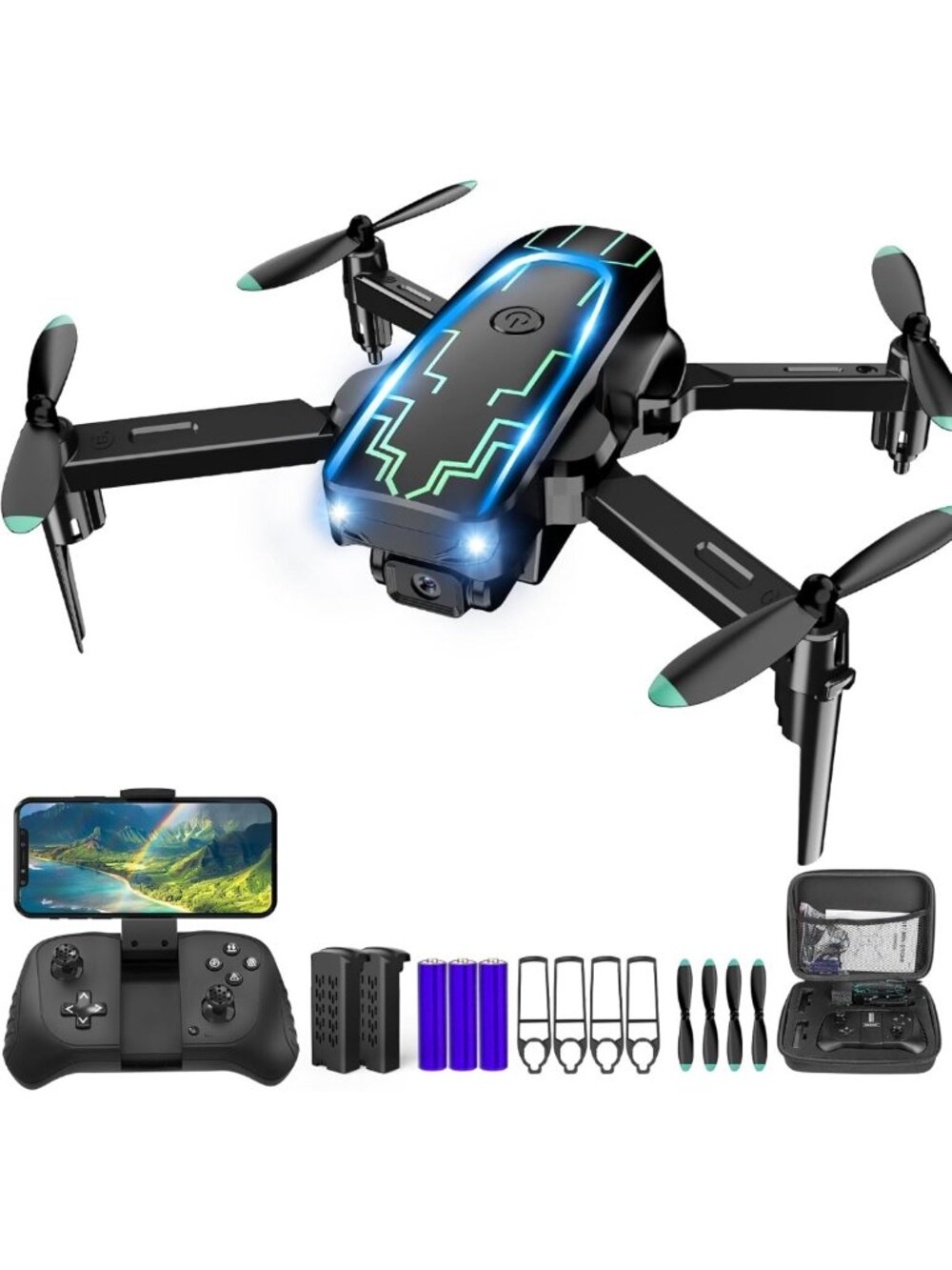 1080P HD Mini Drone with Camera - Adjustable Lens, Gesture Control, 360° Flips